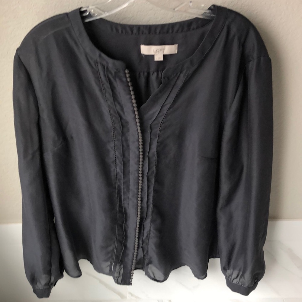 LOFT Black Button-Front Women’s Blouse
